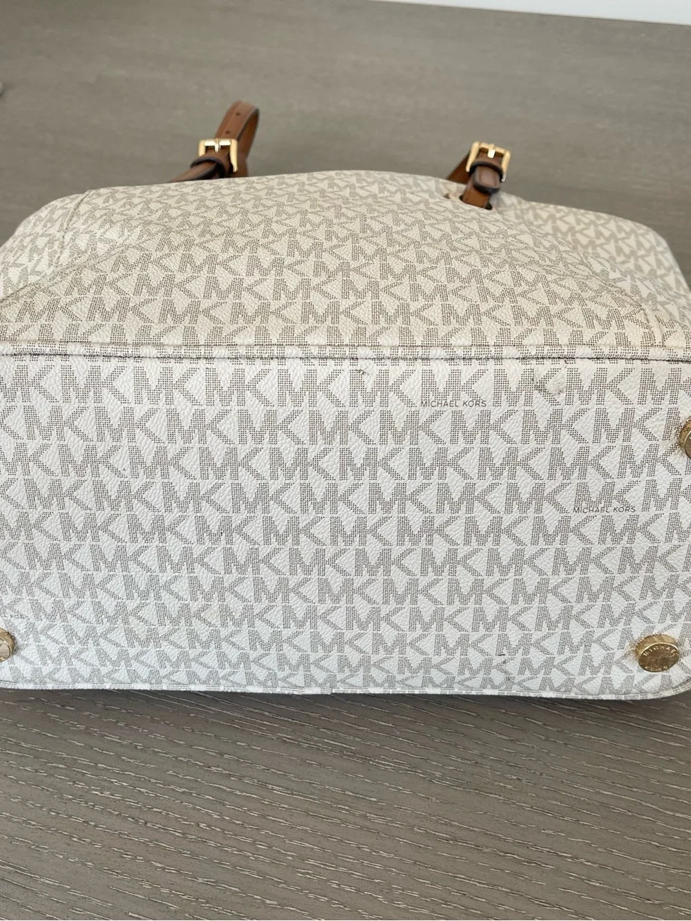 Michael Kors Cream & Tan MK Logo Tote